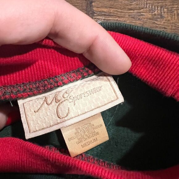 Vintage M&C SPORTSWEAR Christmas Applique Plaid Reindeer Ugly Crew Sweatshirt M - Picture 2 of 3